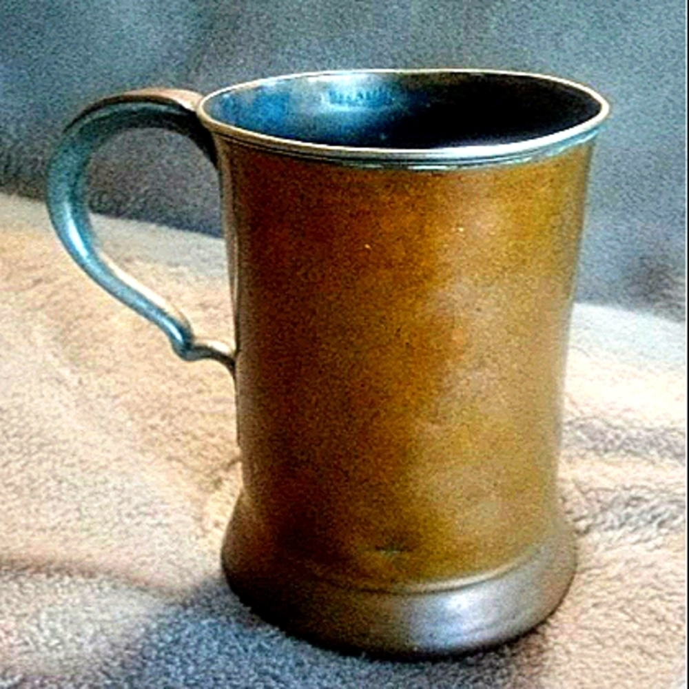 Victorian Era Hammered Metal Bronze 1 Pint Stein